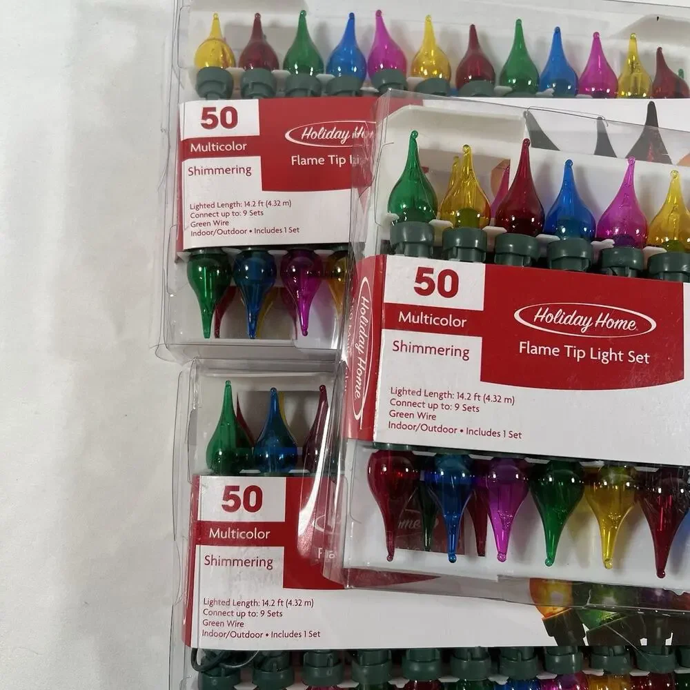 Holiday Home Set of 3 Shimmering Flame Tip Tear Drop Light Sets Vintage Style